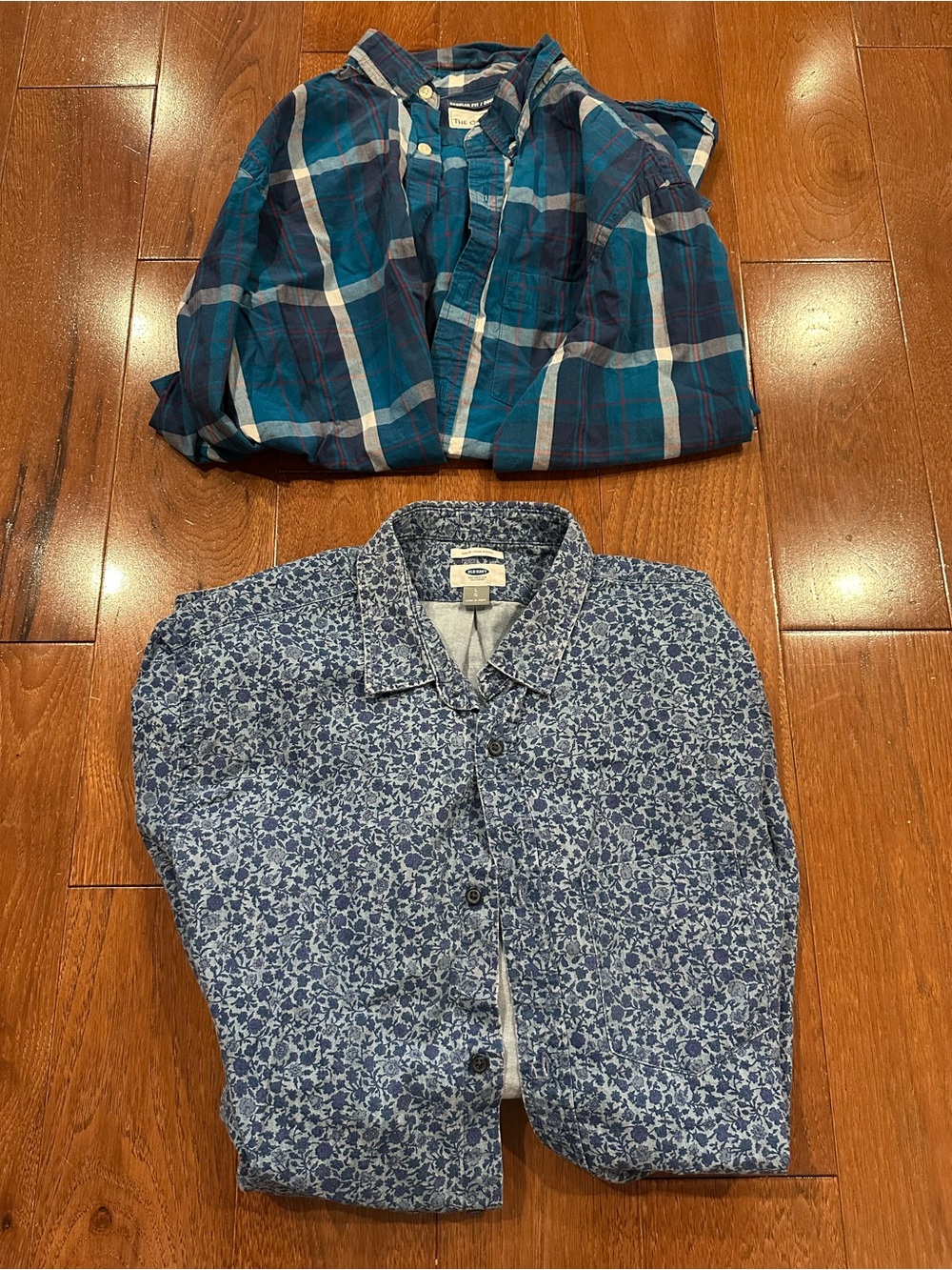 Two Old Navy Patterned Long Sleeve Button Down Shirts